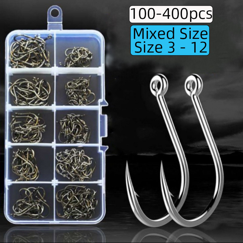 100-400pc/Kotak 3 # -12 #   Ma - Fishing Hook Circle ulasan dan harga
