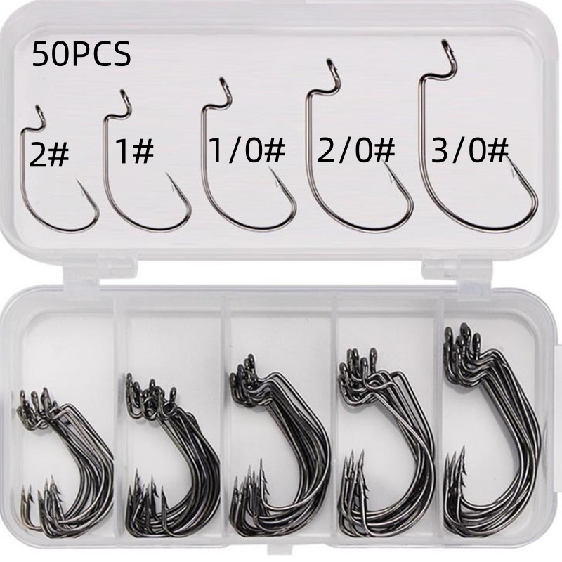50Pcs/Kotak Kail Pancing Baja  - Fishing Hook Offset ulasan dan harga